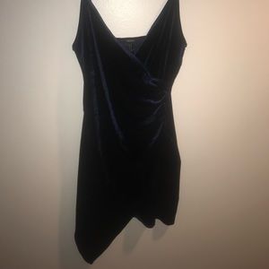 Navy velvet asymmetrical dress